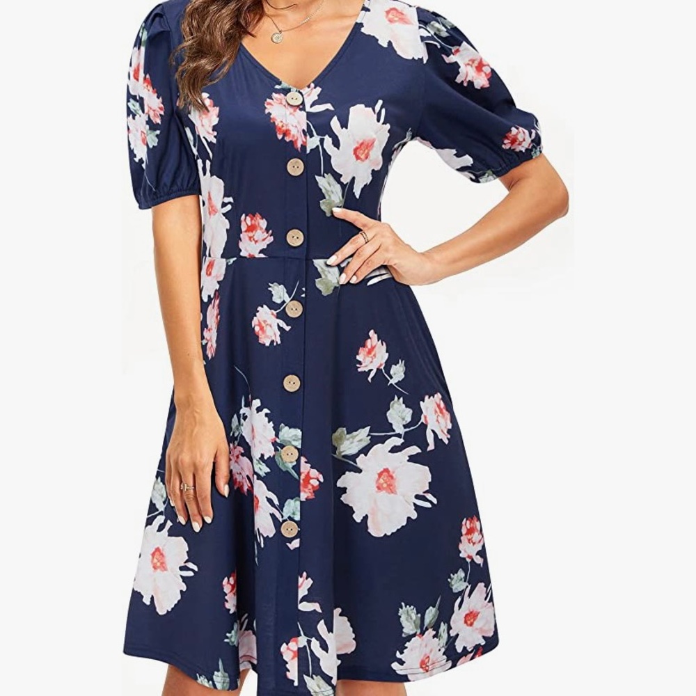Women's Short Sleeve Floral Dress